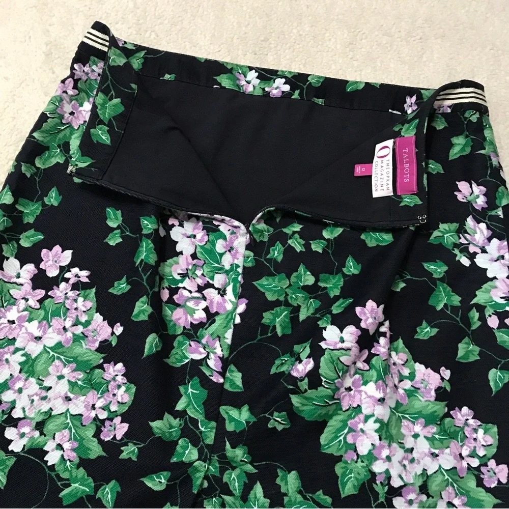 Talbots Navy Pencil Skirt with Green and Lilac Floral Print - Picture 15 of 15